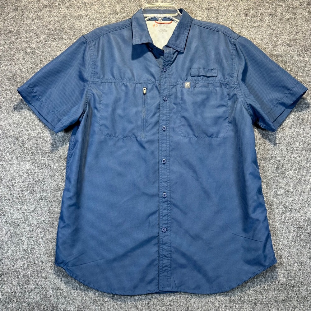 The American Outdoorsman Fishing Shirt Mens Large Blue Ripstop Hiking Outdoor